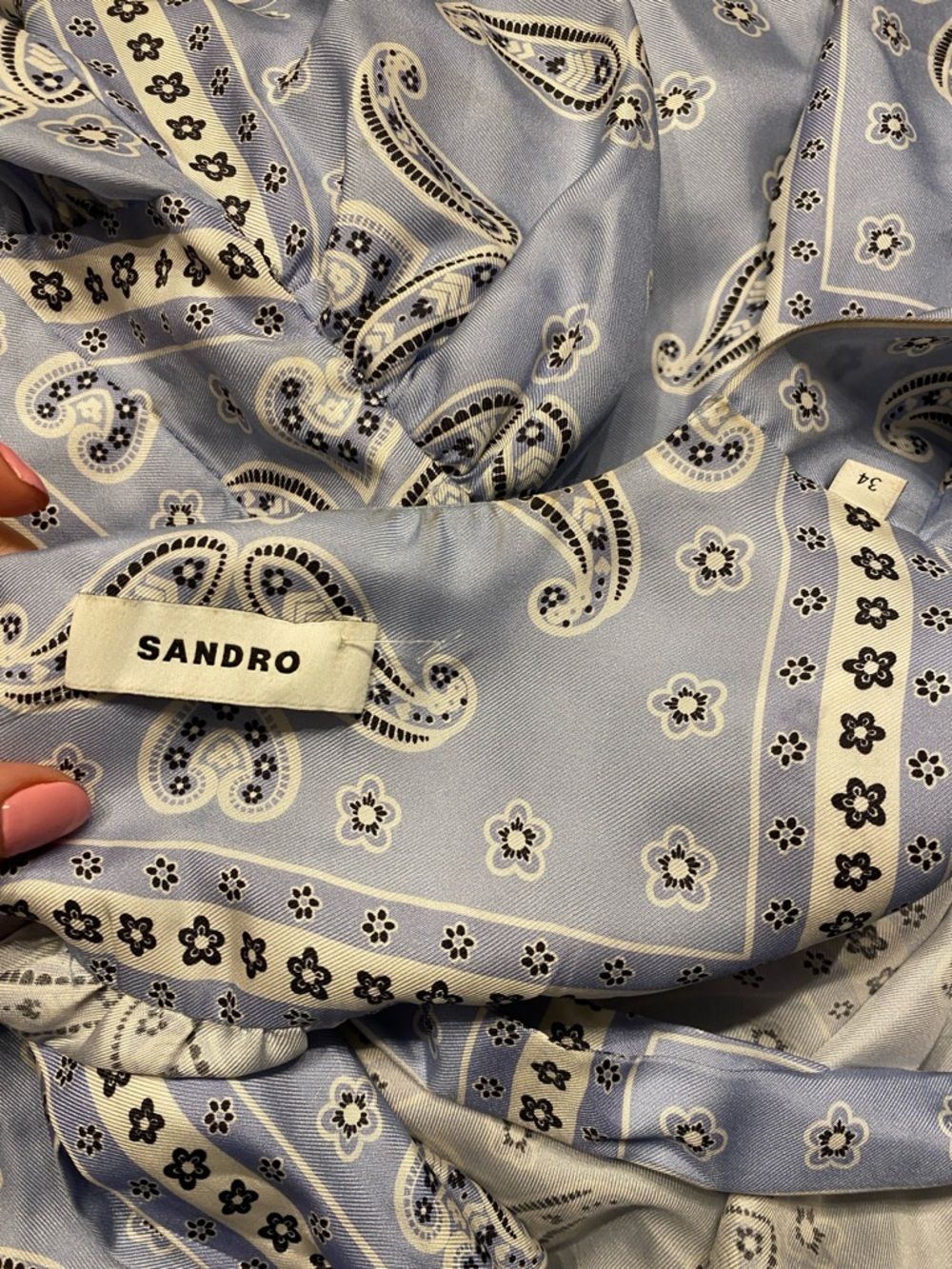Sandro Pale Blue Paisley Wrap Midi Dress S - Picture 8 of 10